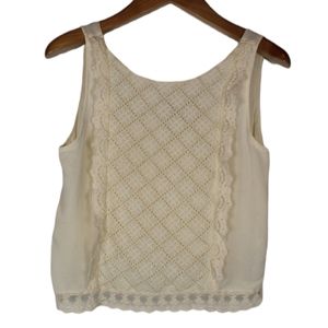 Zara | Ivory sheer lace tank L